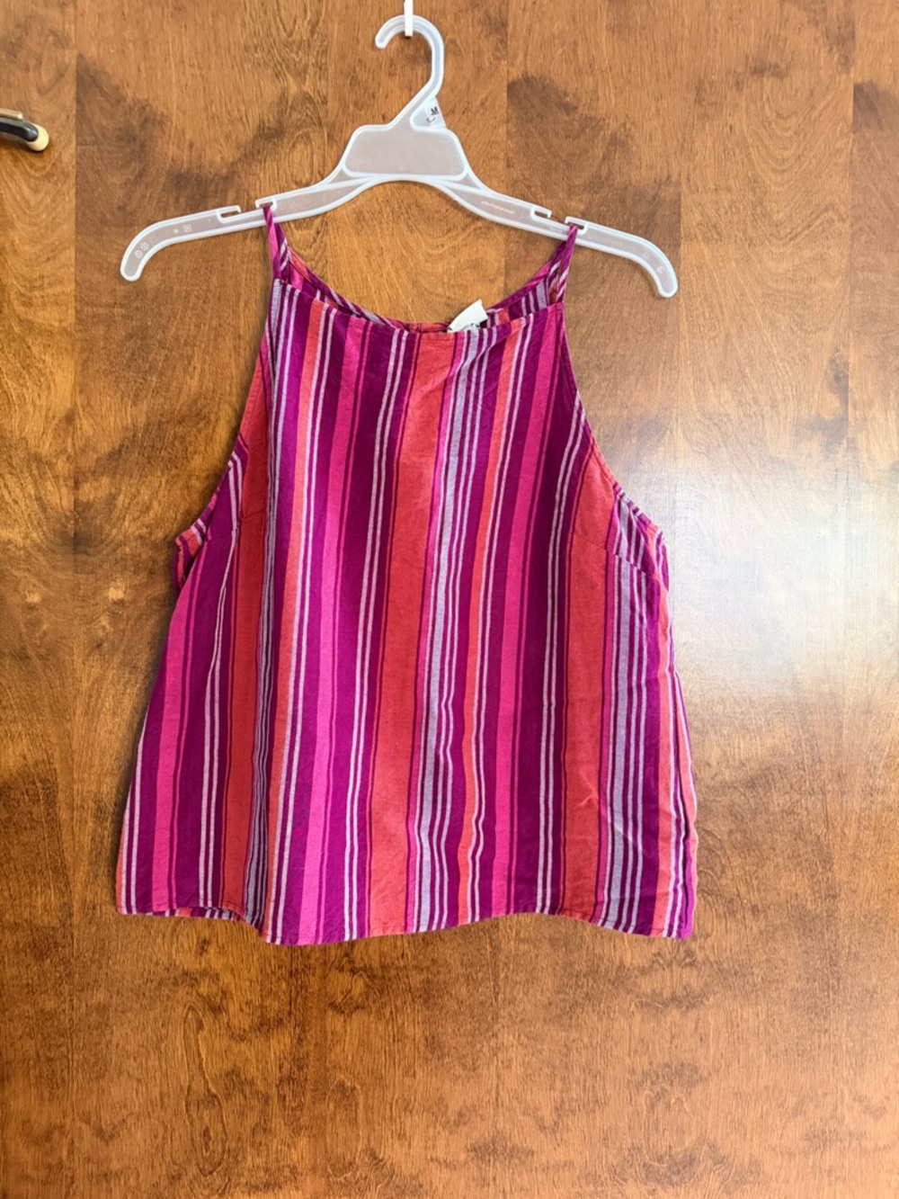 a new day Pink & Magenta Striped Halter Tank Top